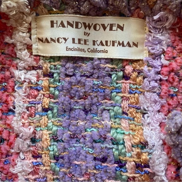 NANCY LEE KAUFMAN HANDMADE CARDIGAN SWEATER JACKET BUTTON OOAK MULTICOLOR S fit - Picture 10 of 12